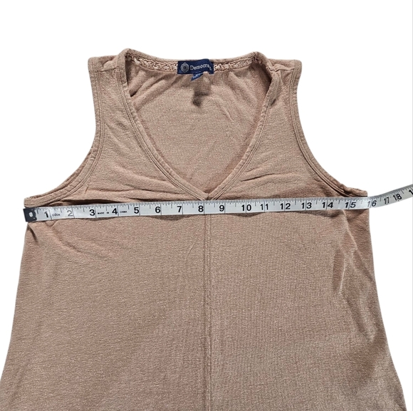 Democracy Tan W/gold Sparkle Tank with V-Neck and Tie Front Size XSmall - Picture 4 of 5